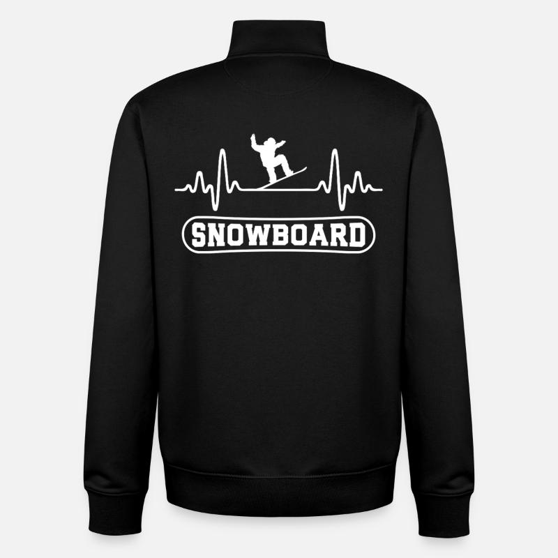 Snowboarding heartbeat snowboard snowboarder - Unisex Organic Zip Sweatshirt by Stanley/Stella - black