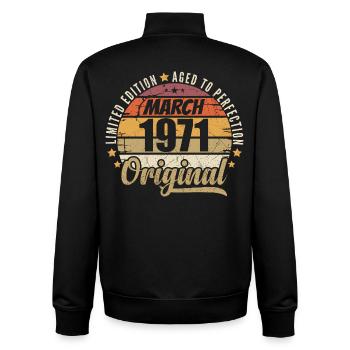 55. 55 Year Anniversary Limited Edition März 1971 - Unisex Organic Zip Sweatshirt von Stanley/Stella - Schwarz - Hinten - AI Model Male 185 light (185cm)