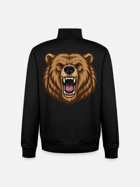 Grizzly_Head_Ours_Rugissant_Portrait - Unisex Organic Zip Sweatshirt by Stanley/Stella - black