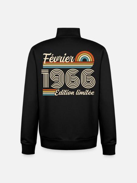 Nées en Février 1966 | 60ème Anniversaire - Sweat zippé unisexe en coton bio Stanley/Stella - noir