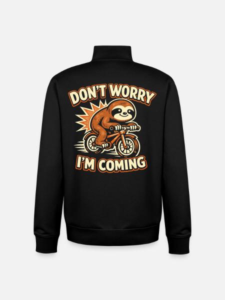 Sloth Bicycle Funny Gift Cute - Unisex Organic Zip Sweatshirt by Stanley/Stella - black