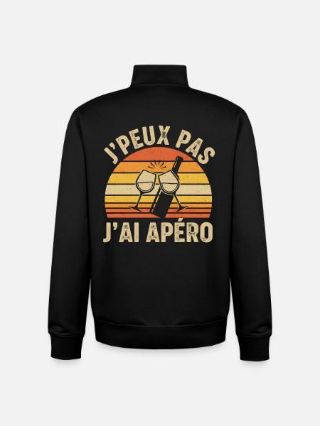 J'peux pas j'ai apéro - Sweat zippé unisexe en coton bio Stanley/Stella - noir