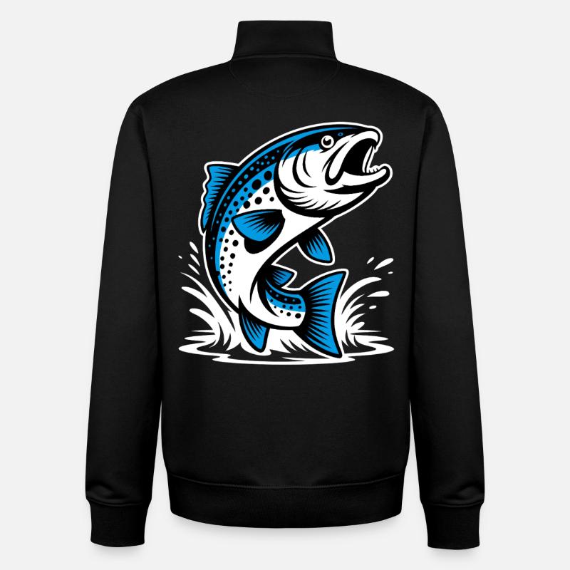 Springende Forelle - Unisex Organic Zip Sweatshirt von Stanley/Stella - Schwarz