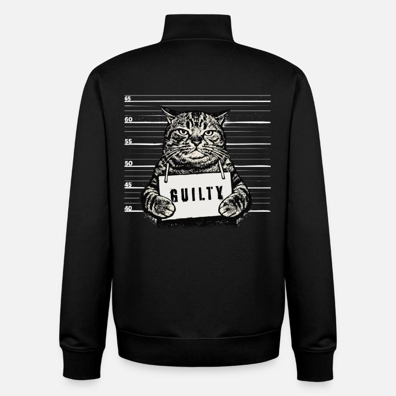 Grim Cat – Mugshot Guilty Design - Unisex Organic Zip Sweatshirt by Stanley/Stella - black