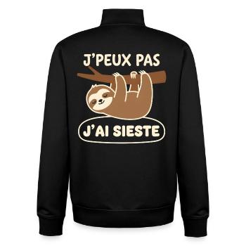 Sieste du paresseux - Sweat zippé unisexe en coton bio Stanley/Stella - noir - Dos - AI Model Male 185 light (185cm)