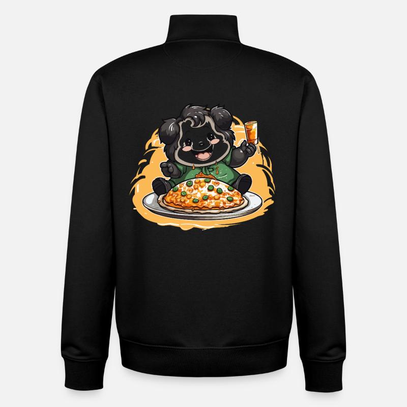Célébration du Pizza Panda - Sweat zippé unisexe en coton bio Stanley/Stella - noir