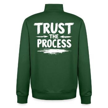 Trust the Process Lettering with Arrows Graphic - Unisex Organic Zip Sweatshirt by Stanley/Stella - bottle green - Back - AI Model Male 185 dark (185cm)