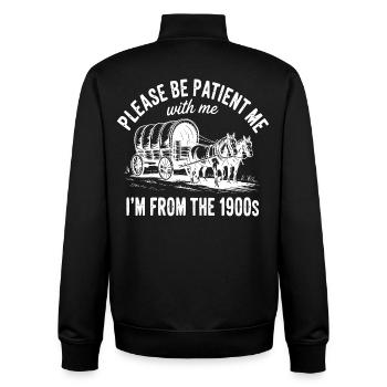 Please Be Patient with Me I'm from The 1900s - Unisex Organic Zip Sweatshirt von Stanley/Stella - Schwarz - Hinten - AI Model Male 185 light (185cm)