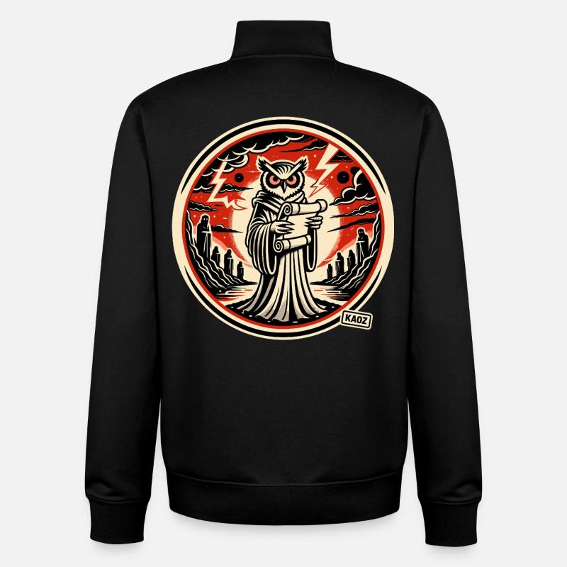 Schlaue Eule mit Brief  - Unisex Organic Zip Sweatshirt von Stanley/Stella - Schwarz