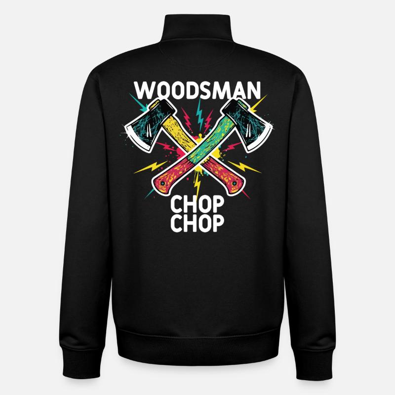 Woodsman Chop Chop Camping Axes - Unisex Organic Zip Sweatshirt by Stanley/Stella - black