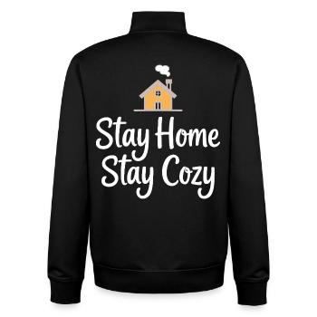Rester à la maison Maison chaleureuse Chaleur - Sweat zippé unisexe en coton bio Stanley/Stella - noir - Dos - AI Model Male 185 light (185cm)