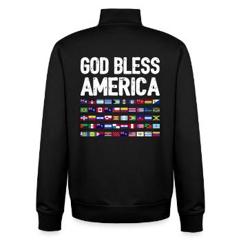 Gott segne Amerika Kontinent Alle Länder Erbe - Unisex Organic Zip Sweatshirt von Stanley/Stella - Schwarz - Hinten - AI Model Male 185 light (185cm)