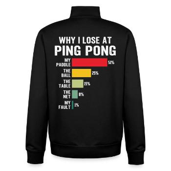 ping pong why i lose at ping-pong - Unisex Organic Zip Sweatshirt by Stanley/Stella - black - Back - AI Model Male 185 light (185cm)