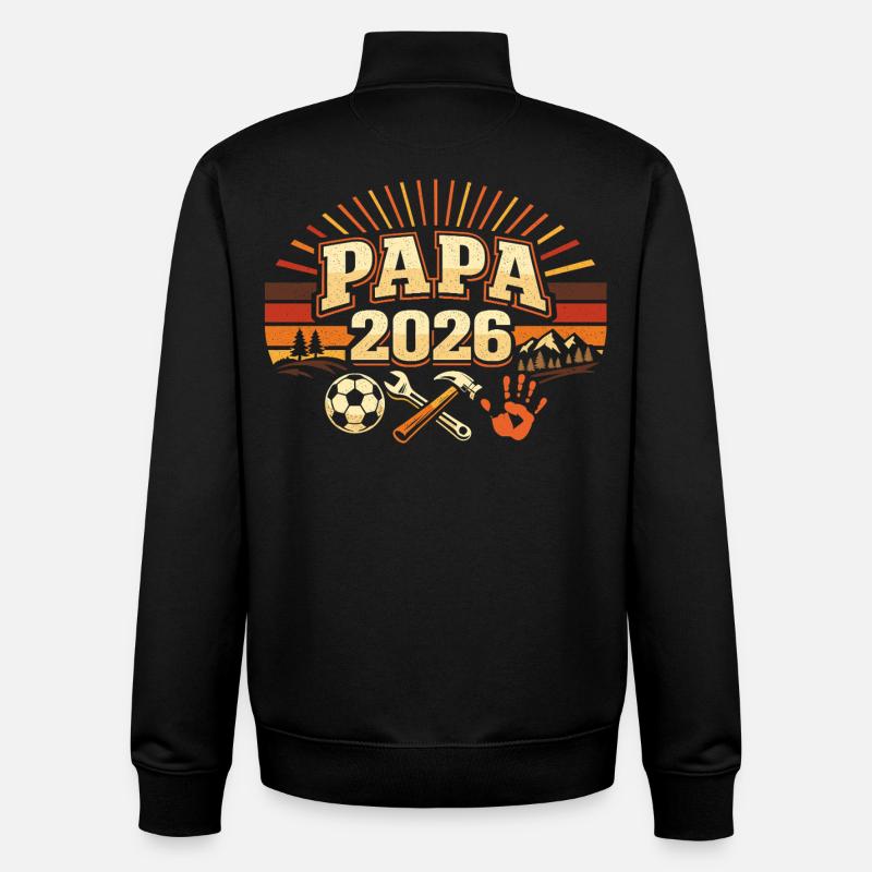 Papa 2026 - Sweat zippé unisexe en coton bio Stanley/Stella - noir