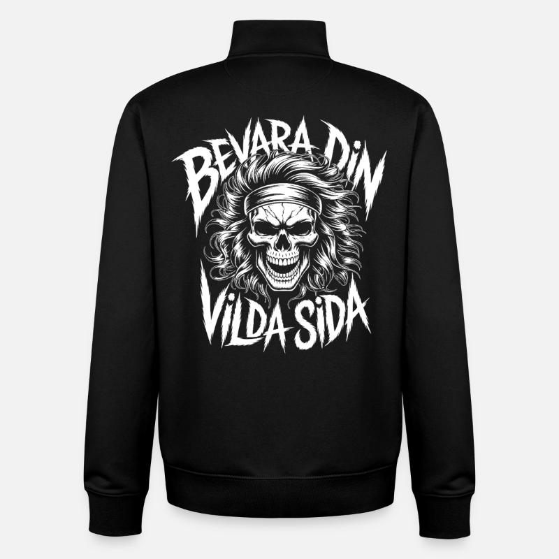 Crâne du Côté Sauvage - Sweat zippé unisexe en coton bio Stanley/Stella - noir