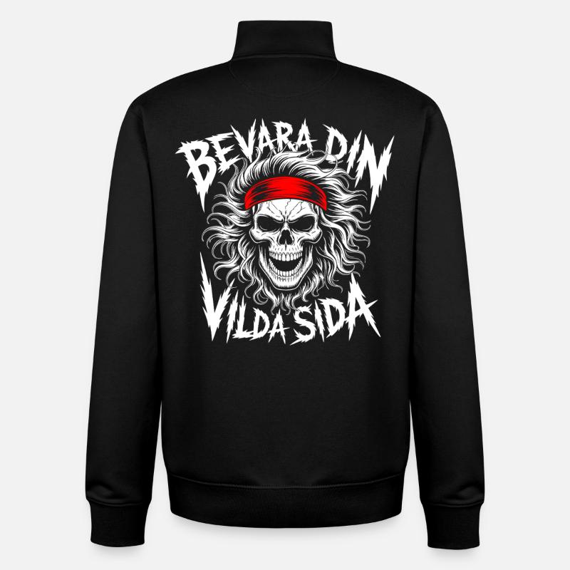 Wild Side Skull - Unisex Organic Zip Sweatshirt by Stanley/Stella - black