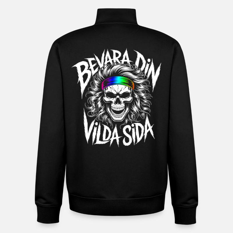 Wild Side Skull - Unisex Organic Zip Sweatshirt by Stanley/Stella - black