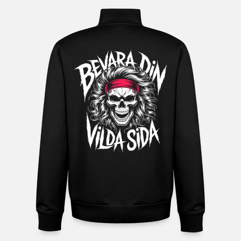 Crâne du Côté Sauvage - Sweat zippé unisexe en coton bio Stanley/Stella - noir