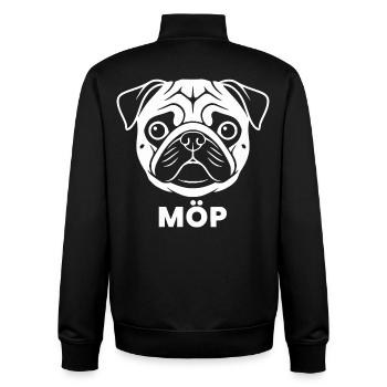 Moos Gesicht mit MÖP Schriftzug  - Unisex Organic Zip Sweatshirt von Stanley/Stella - Schwarz - Hinten - AI Model Male 185 light (185cm)