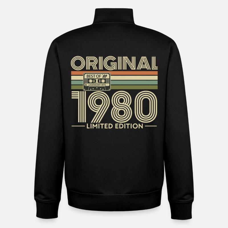 Original 1980 Nostalgie Édition - Sweat zippé unisexe en coton bio Stanley/Stella - noir