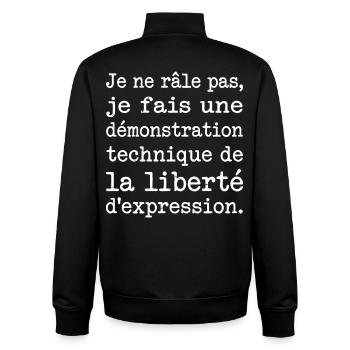 Humor, Complaining, Freedom of expression - Unisex Organic Zip Sweatshirt by Stanley/Stella - black - Back - AI Model Male 185 light (185cm)