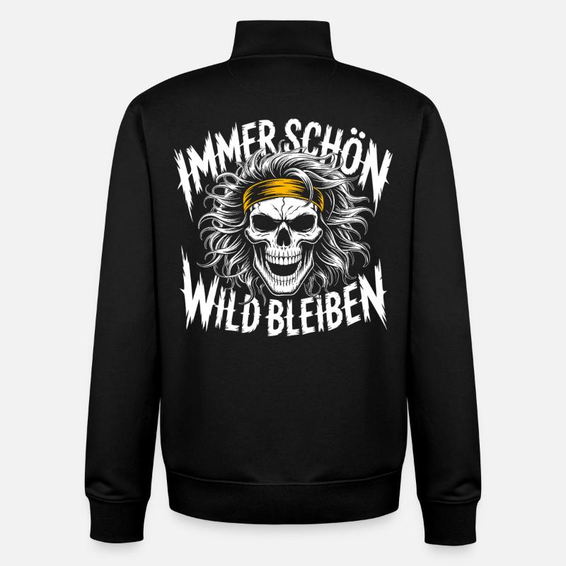 Schädel mit Headband Rock-Print - Unisex Organic Zip Sweatshirt von Stanley/Stella - Schwarz