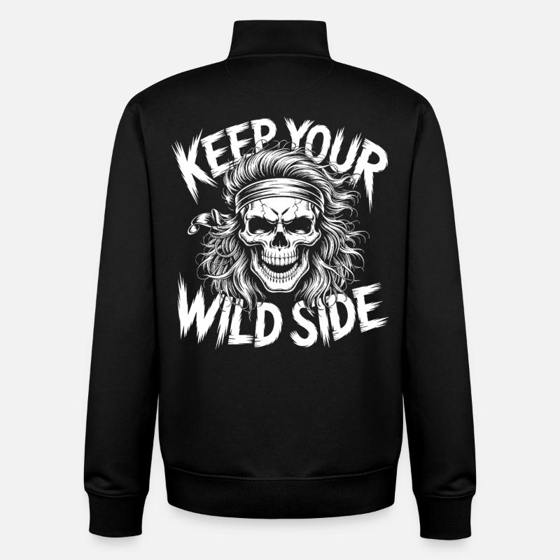 Vild sidekraniums design - Stanley/Stella unisex sweatshirt med lynlås i økologisk - sort