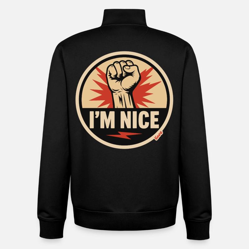 I'm Nice Fist Statement - Unisex Organic Zip Sweatshirt by Stanley/Stella - black