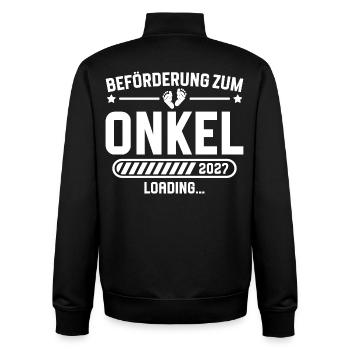 Werdender Onkel 2027 Schwangerschaft Ankündigen - Unisex Organic Zip Sweatshirt von Stanley/Stella - Schwarz - Hinten - AI Model Male 185 light (185cm)