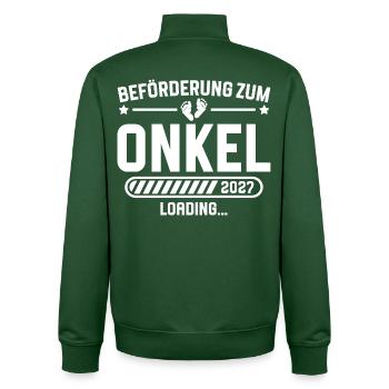 Annonce de la grossesse de mon oncle 2027 - Sweat zippé unisexe en coton bio Stanley/Stella - vert bouteille - Dos - AI Model Male 185 dark (185cm)
