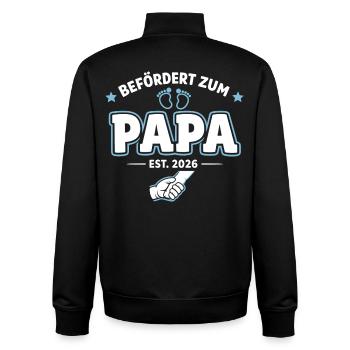 Papa 2026 Beförderung Zum Vater Loading - Unisex Organic Zip Sweatshirt von Stanley/Stella - Schwarz - Hinten - AI Model Male 185 light (185cm)