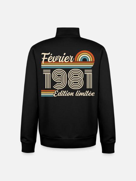 Février 1981 - Sweat zippé unisexe en coton bio Stanley/Stella - noir