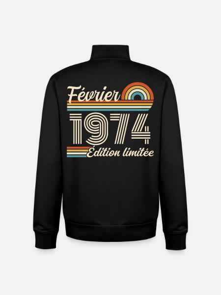 Février 1974 - Sweat zippé unisexe en coton bio Stanley/Stella - noir