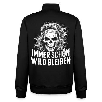 Crâne aux cheveux sauvages - Sweat zippé unisexe en coton bio Stanley/Stella - noir - Dos - AI Model Male 185 light (185cm)