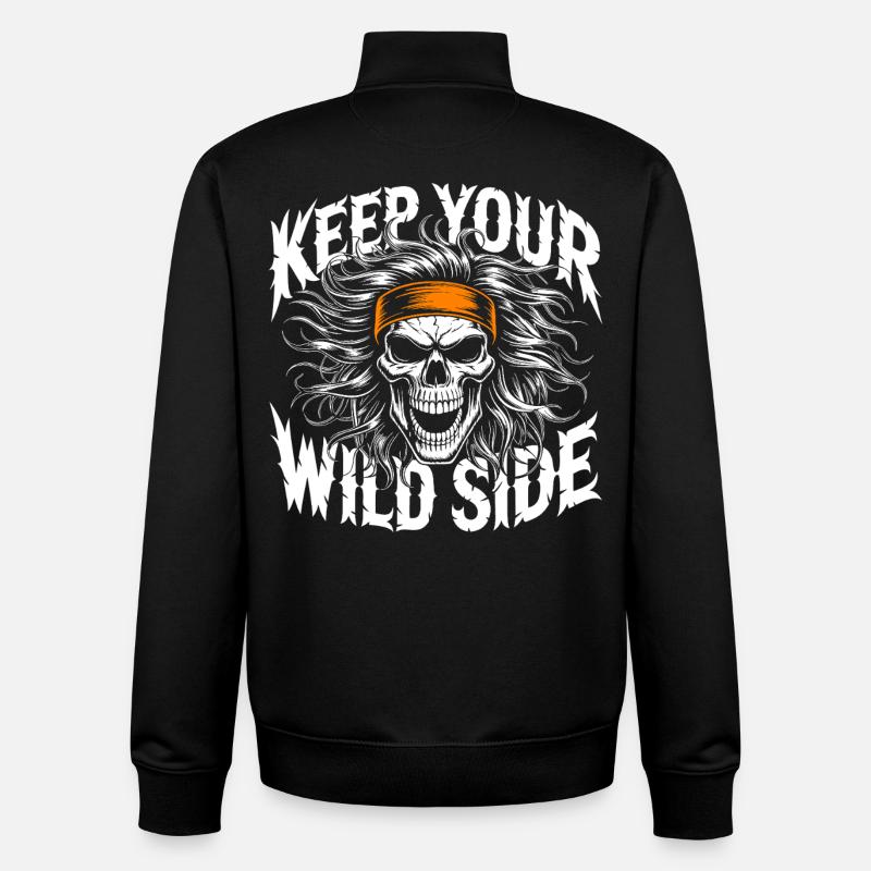 Keep Your Wild Side Skull - Unisex Organic Zip Sweatshirt by Stanley/Stella - black