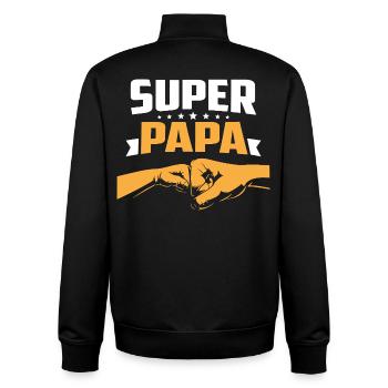 Super Papa Idea Cadeau Fête Des Fathers Anniversaire - Unisex Organic Zip Sweatshirt by Stanley/Stella - black - Back - AI Model Male 185 light (185cm)