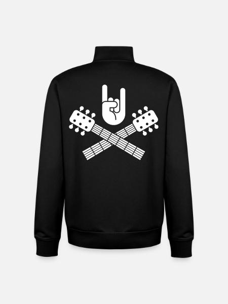 Rock Hand with Crossed Guitars - Unisex Organic Zip Sweatshirt by Stanley/Stella - black