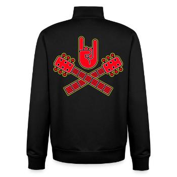Crossed Guitars with Rock Hand Emblem - Unisex Organic Zip Sweatshirt by Stanley/Stella - black - Back - AI Model Male 185 light (185cm)