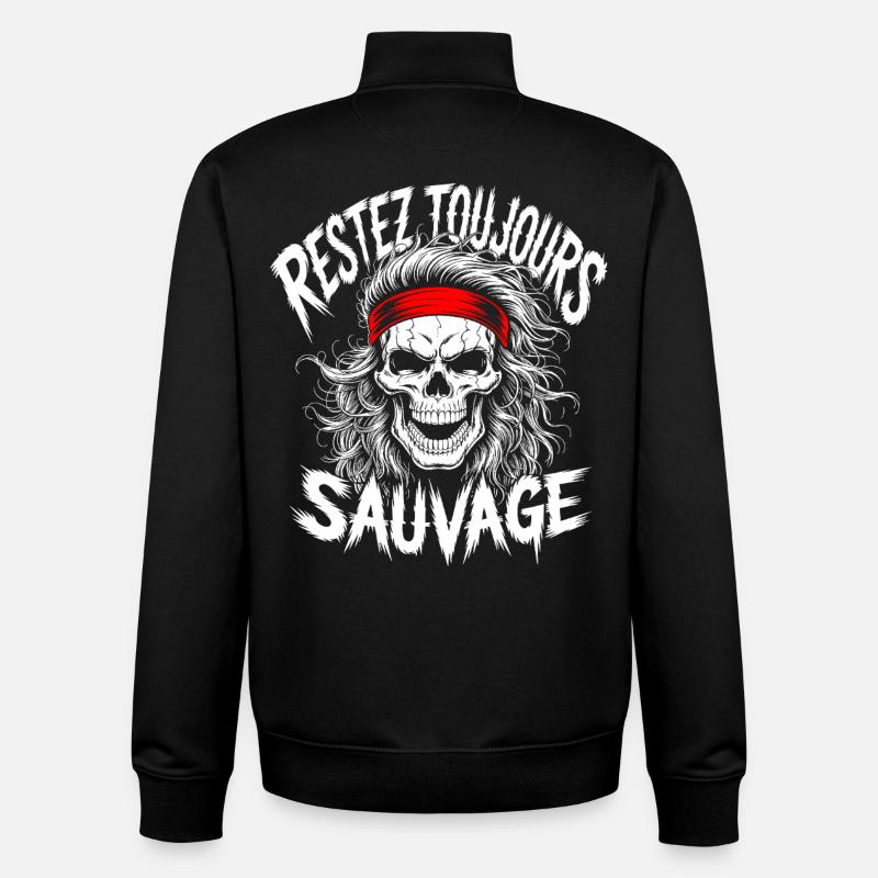 Stay Wild Always Skull - Unisex Organic Zip Sweatshirt by Stanley/Stella - black