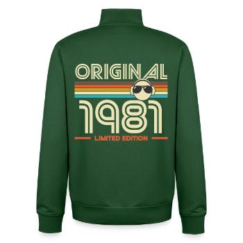 Originale Vintage Limited Edition von 1981 - Unisex Organic Zip Sweatshirt von Stanley/Stella - Flaschengrün - Hinten - AI Model Male 185 dark (185cm)
