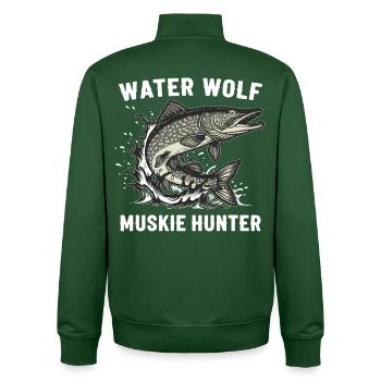 Pêche Rivière Loup Aquatique Muskie - Sweat zippé unisexe en coton bio Stanley/Stella - vert bouteille - Dos - AI Model Male 185 dark (185cm)