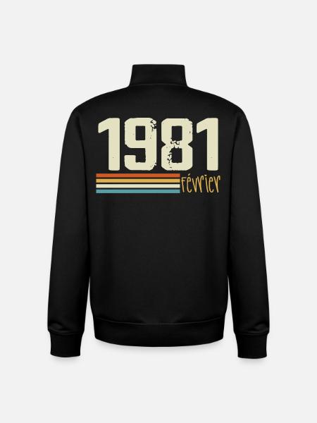 February 1981 - February 1981 Anniversary 1981 - Unisex Organic Zip Sweatshirt by Stanley/Stella - black