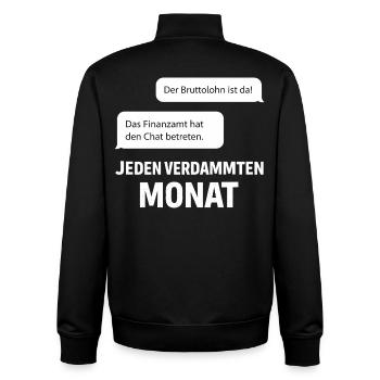 Tax office enters the chat - Unisex Organic Zip Sweatshirt by Stanley/Stella - black - Back - AI Model Male 185 light (185cm)