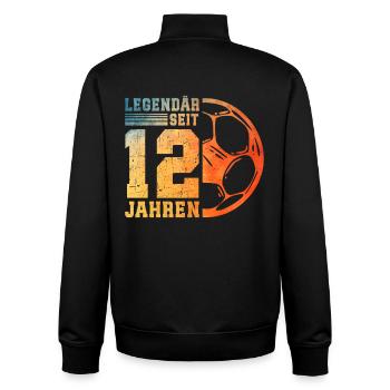 12. Geburtstag 12 Jahre Junge Kinder Fußball - Unisex Organic Zip Sweatshirt von Stanley/Stella - Schwarz - Hinten - AI Model Male 185 light (185cm)