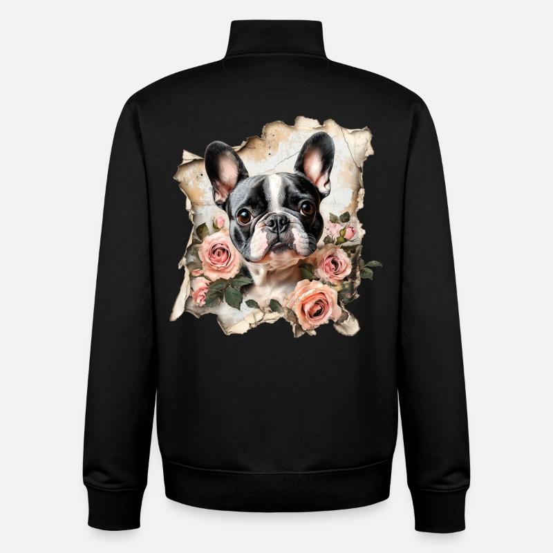 Bouledogue français - Sweat zippé unisexe en coton bio Stanley/Stella - noir
