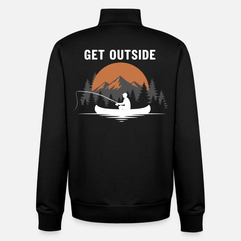 Fishing River Canoe Get Outside - Unisex Organic Zip Sweatshirt by Stanley/Stella - black