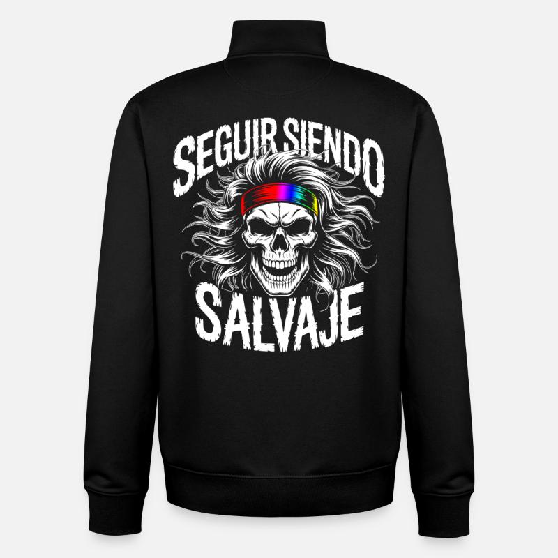 Wild Side Skull - Unisex Organic Zip Sweatshirt by Stanley/Stella - black
