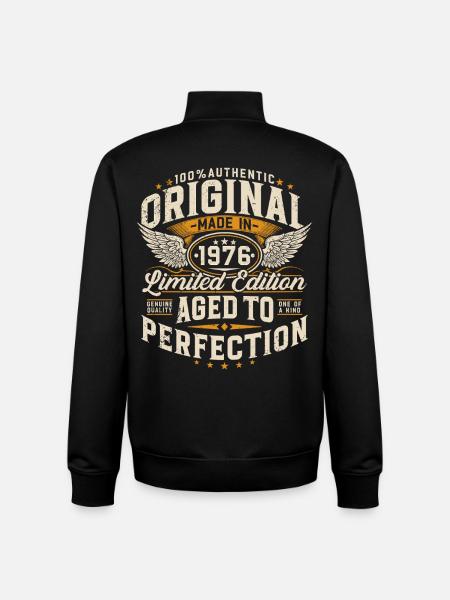 Original födelsedagspresent från 1976 Vintage - Unisex sweatshirt med dragkedja i ekologisk bomull Stanley/Stella - svart