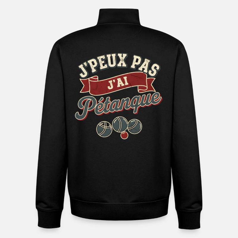 J'peux pas j'ai pétanque - Sweat zippé unisexe en coton bio Stanley/Stella - noir