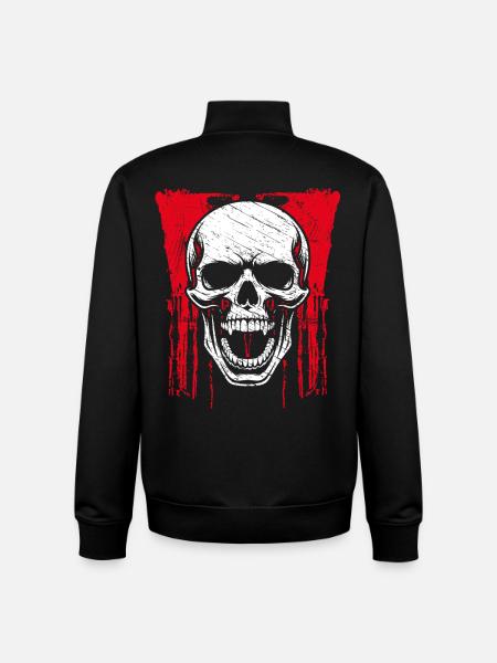 Rotes Grunge Schädel Motiv - Unisex Organic Zip Sweatshirt von Stanley/Stella - Schwarz
